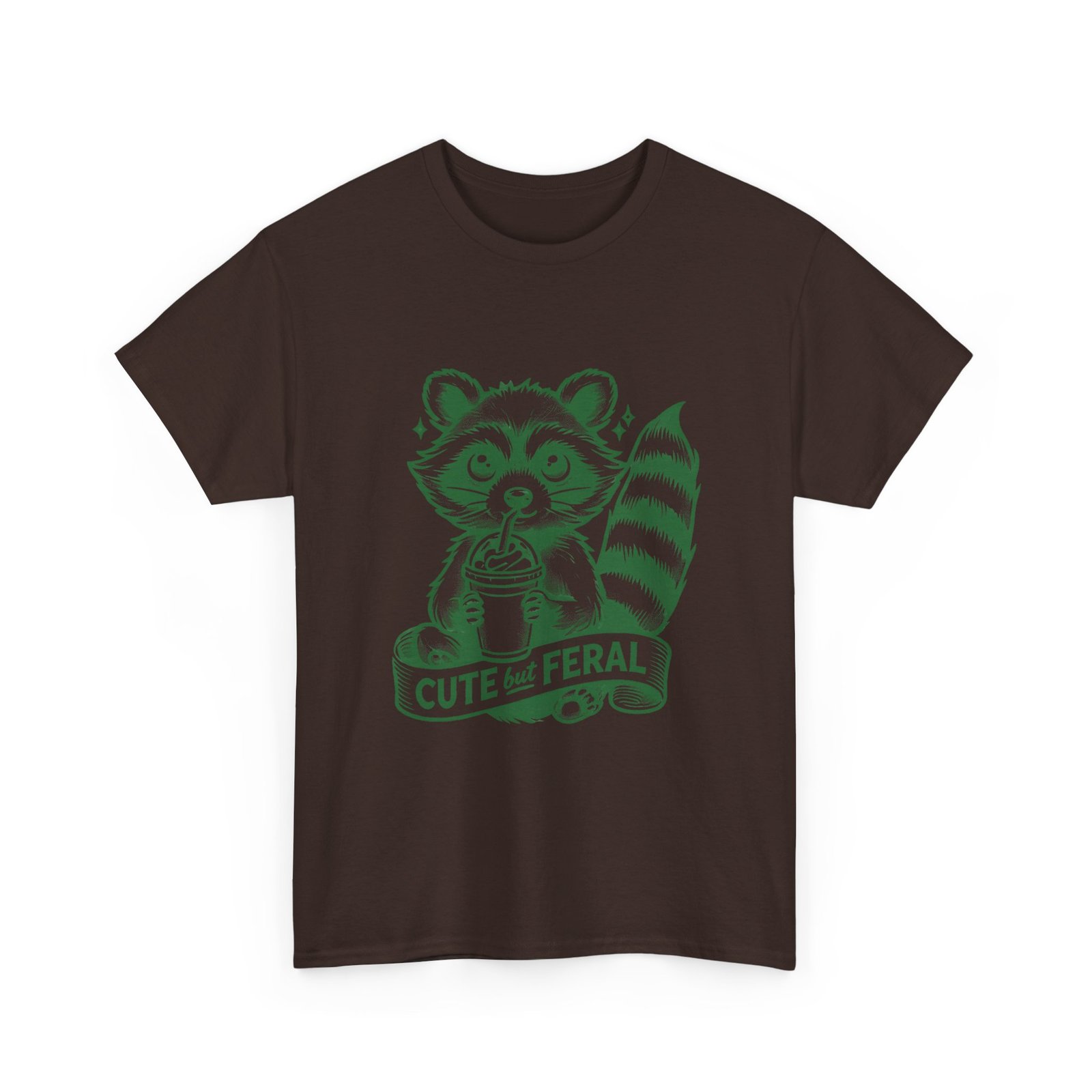 Adorable Green Raccoon Illustration with Cute and Feral Style - T-shirt - Image 3