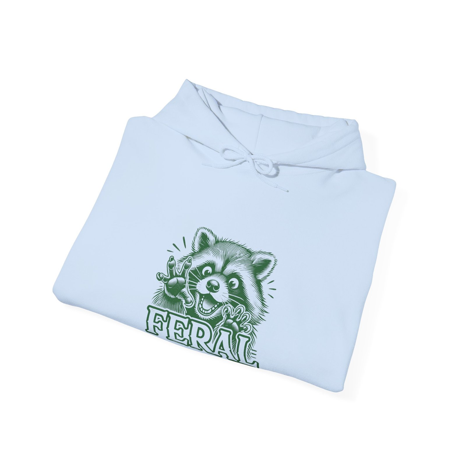 Feral Green Raccoon Cute Wild Animal Art - Hoodie - Image 12