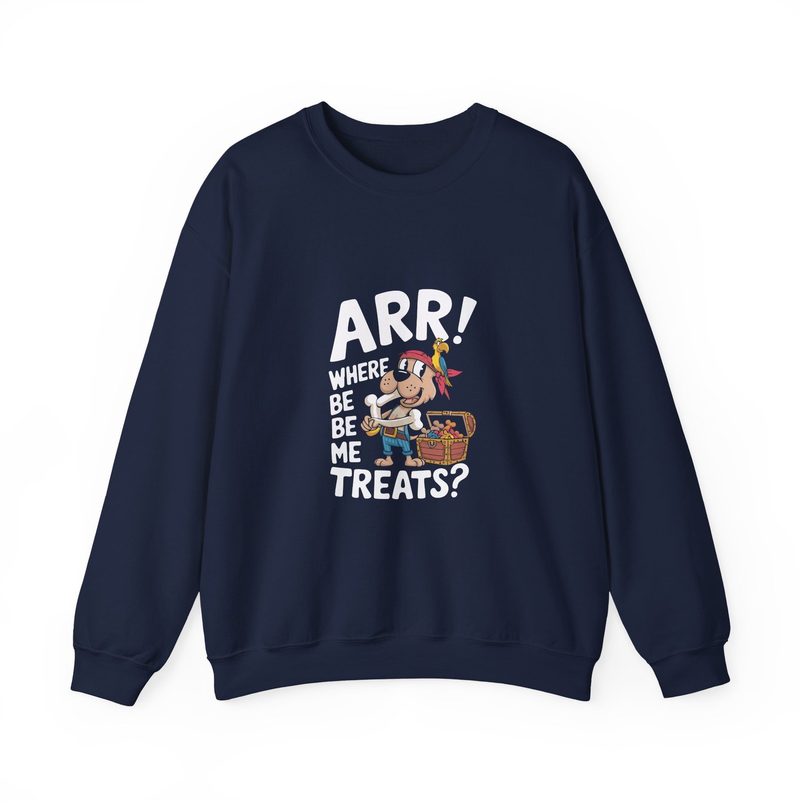 Cute Pirate Dog with Treasure Chest of Treats Illustration - Sweatshirt - Image 9