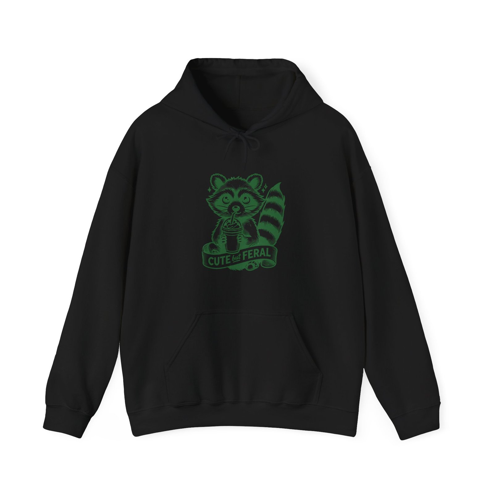 Adorable Green Raccoon Illustration with Cute and Feral Style - Hoodie