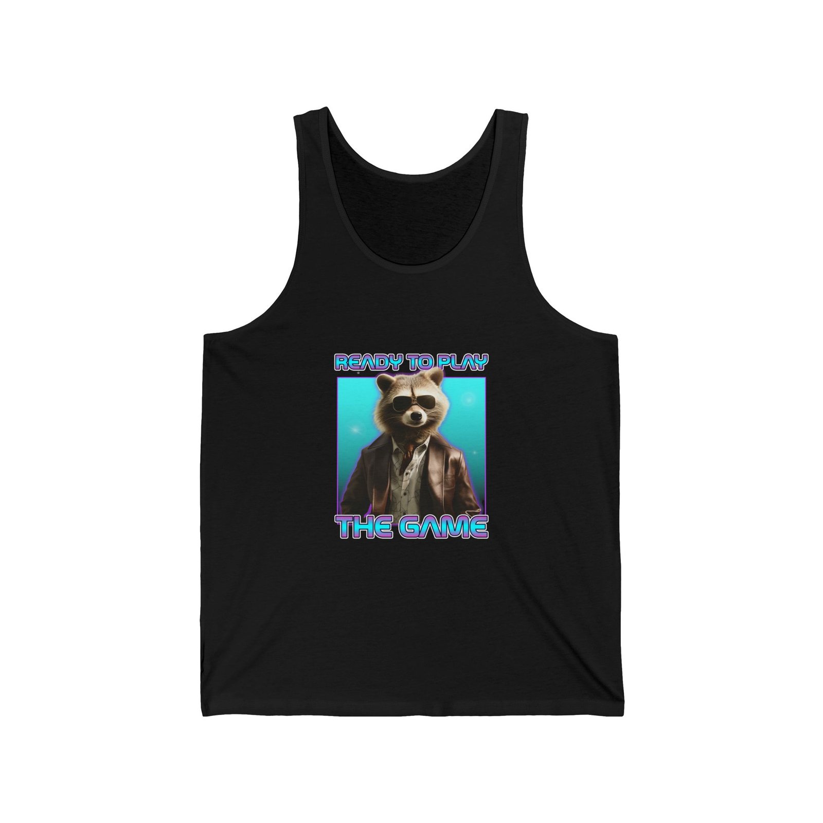 Cute Ready To Play Raccoon Cartoon Character Illustration - Tank Top