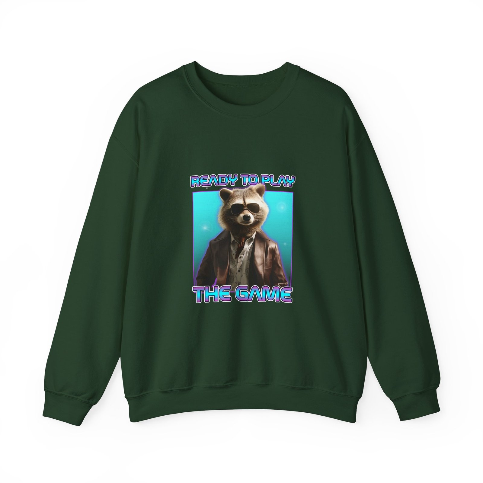 Cute Ready To Play Raccoon Cartoon Character Illustration - Sweatshirt - Image 5
