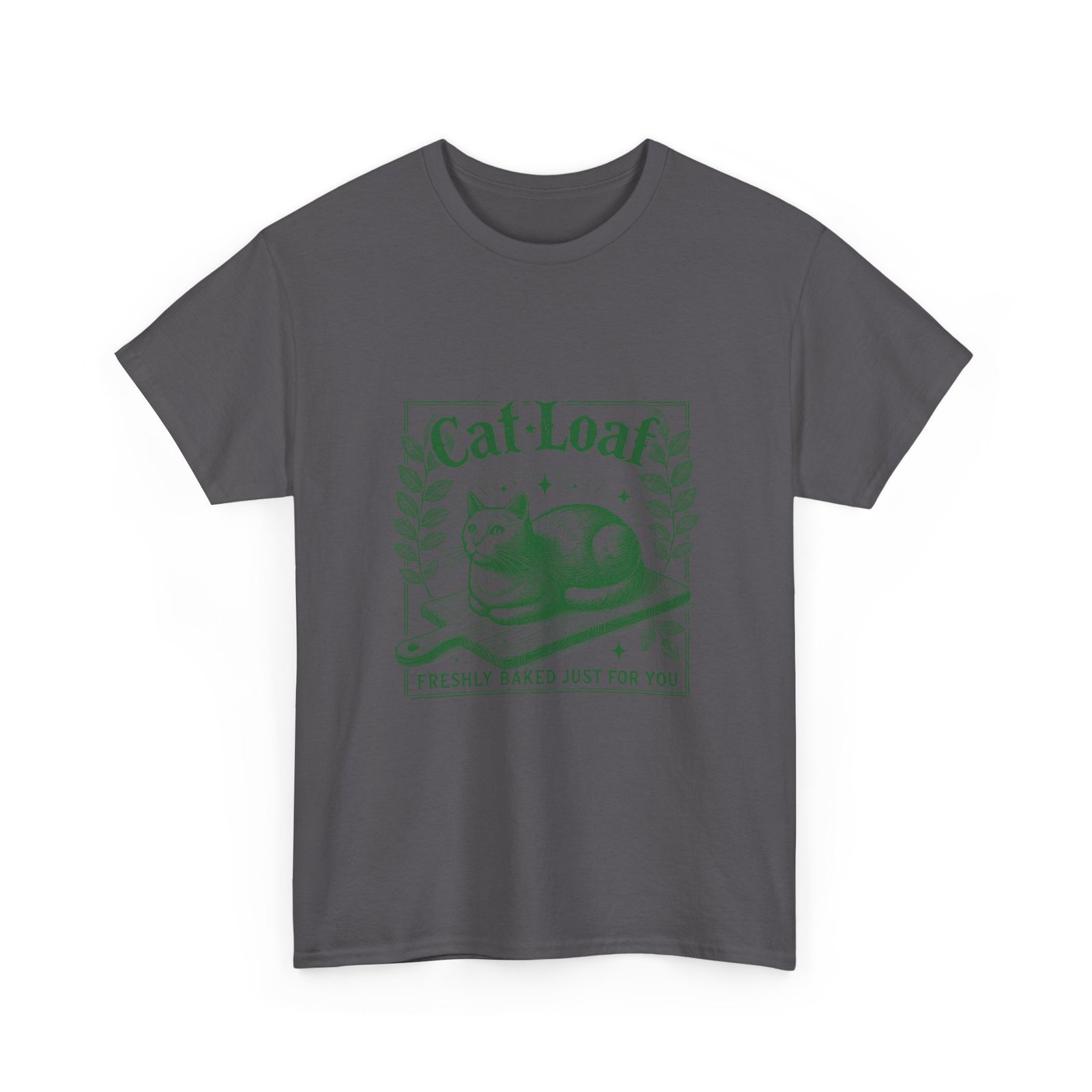 Cute Green Cat Loaf Illustration with Playful Expression - T-shirt - Image 7