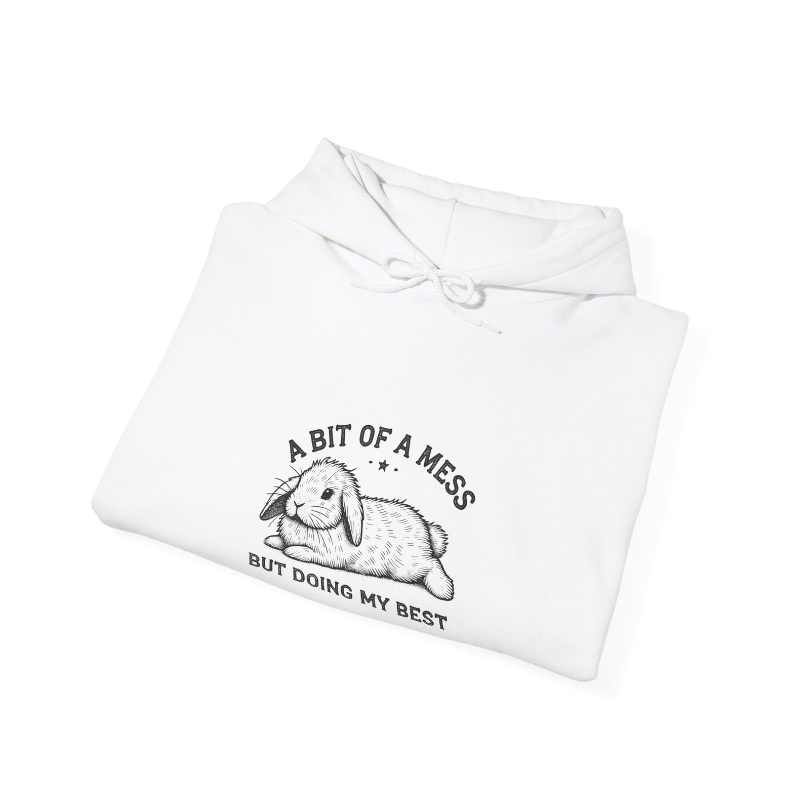 Playful Black Rabbit Illustration with Motivational Quote - Hoodie - Image 4