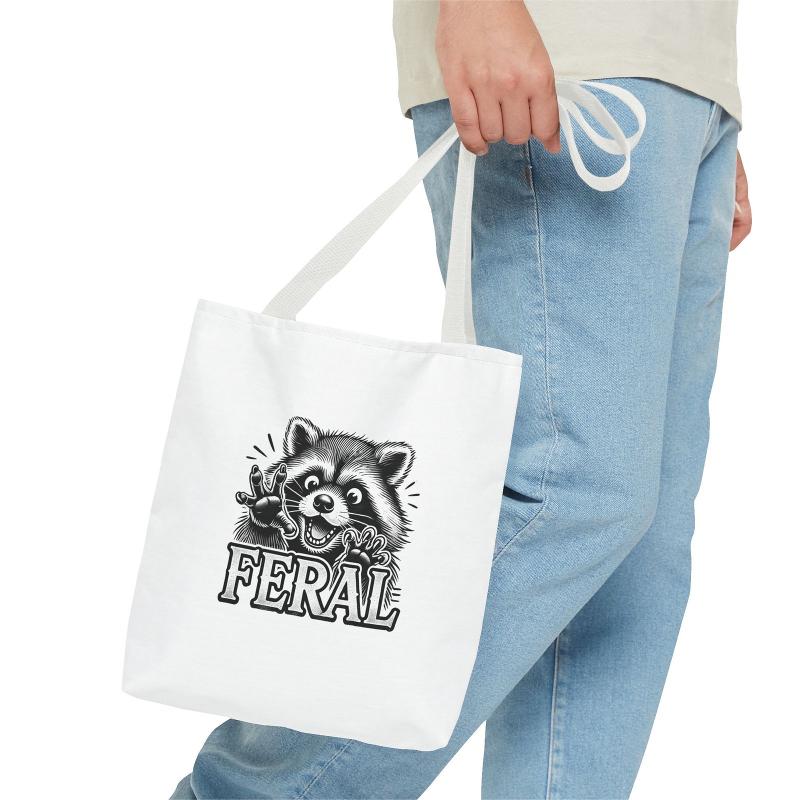 Feral Black Raccoon Cute Wild Animal Illustration - Tote Bag - Image 3
