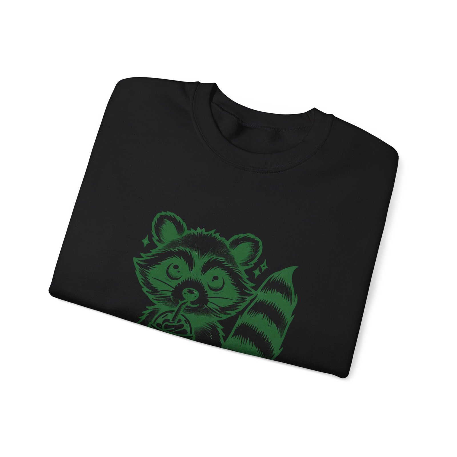 Adorable Green Raccoon Illustration with Cute and Feral Style - Sweatshirt - Image 3