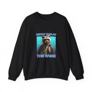Cute Ready To Play Raccoon Cartoon Character Illustration - Sweatshirt