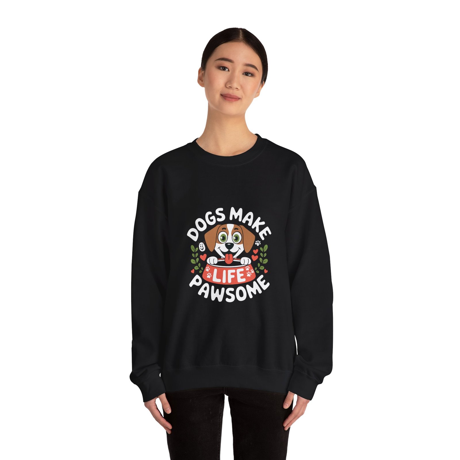 Cute Pawsome Life Cartoon Dog with Playful Expressions - Sweatshirt - Image 4