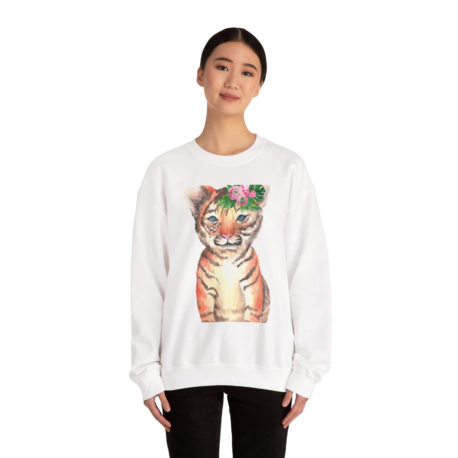 Adorable Baby Tiger Illustration with Playful Expression - Sweatshirt - Image 4