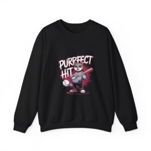 Purrfect Hit Baseball Cat Cute Cartoon Feline Sports Design - Sweatshirt