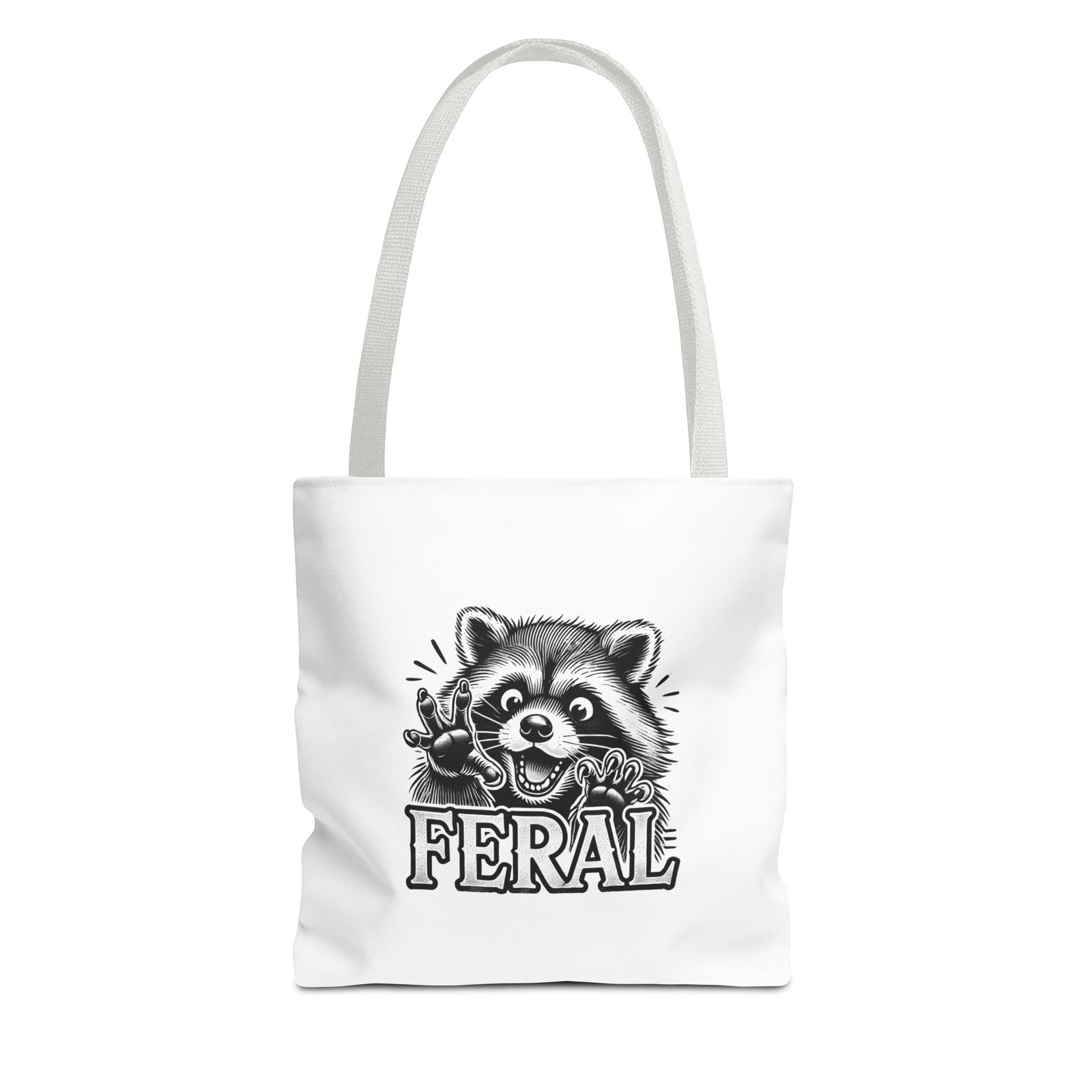 Feral Black Raccoon Cute Wild Animal Illustration - Tote Bag