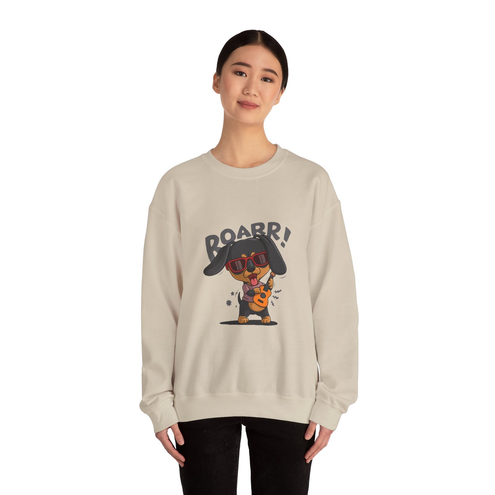 Roaring Dog Playing Electric Guitar Graphic Design - Sweatshirt - Image 8