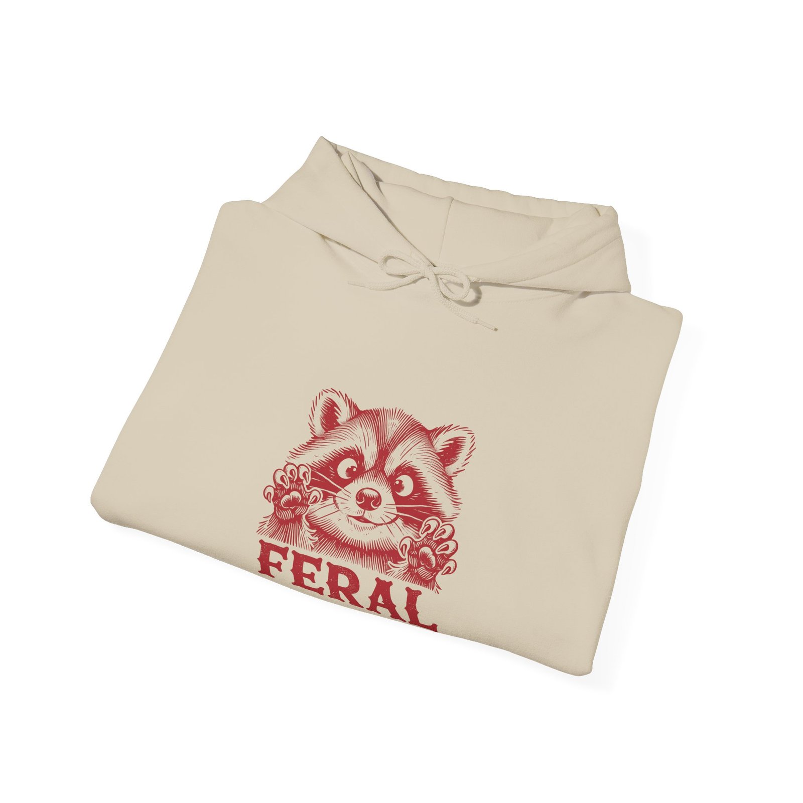 Feral Red Raccoon Bold Wildlife Illustration - Hoodie - Image 8