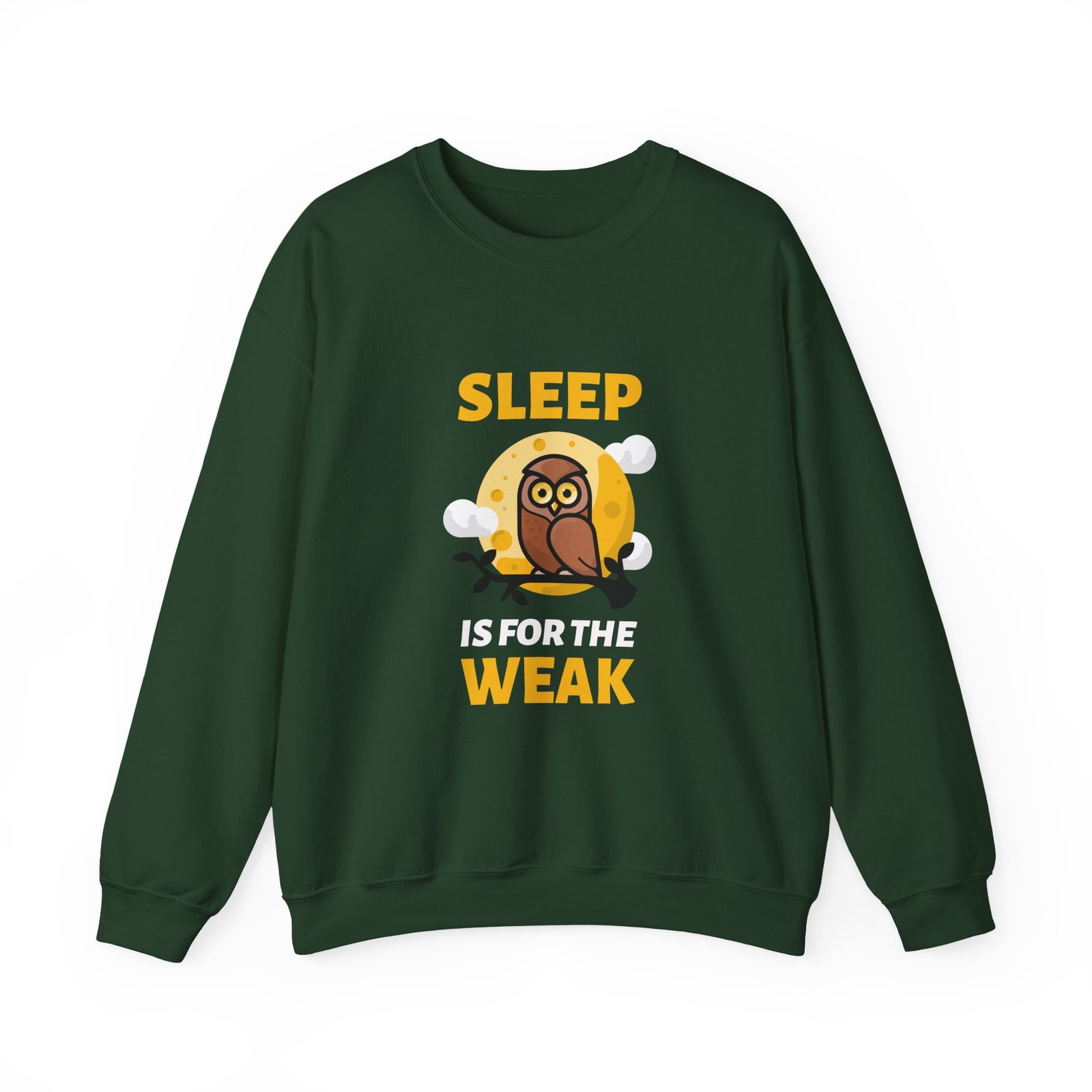 Sleep Is Weak Owl Cartoon Graphic with Tired Expression - Sweatshirt - Image 5