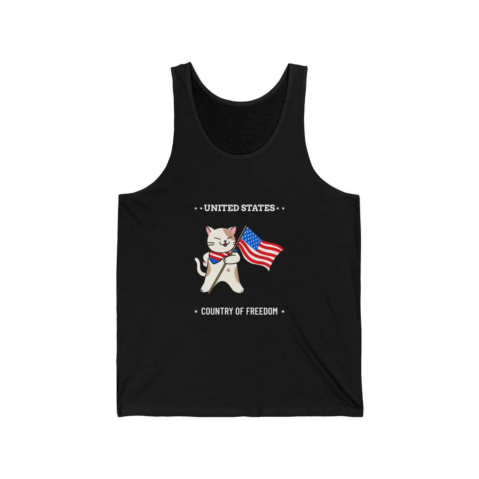 Patriotic Freedom Cat with American Flag Elements - Tank Top