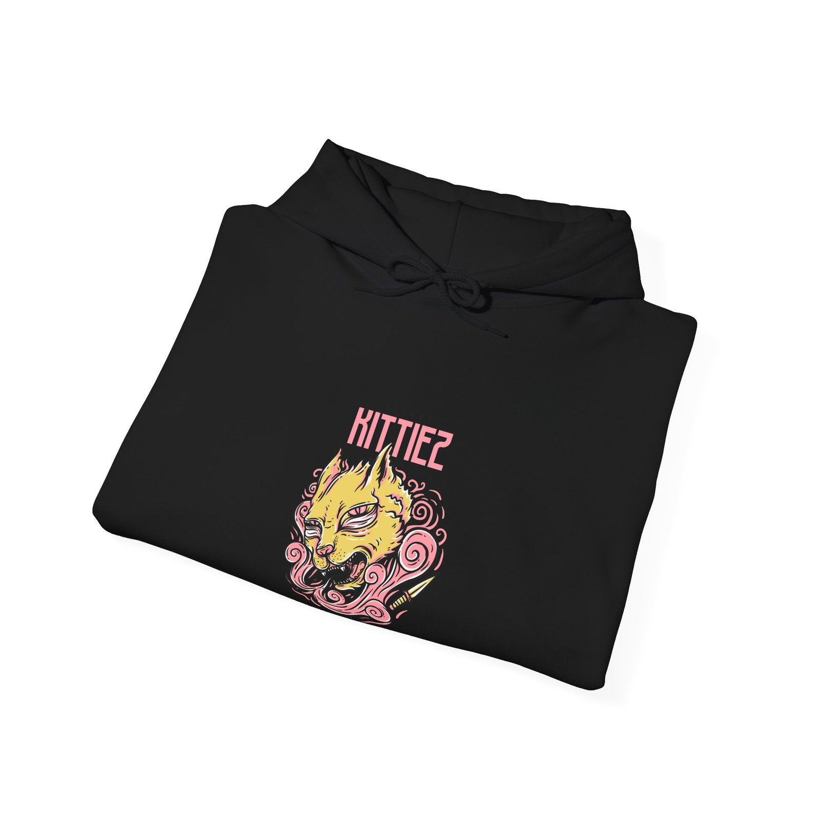 Psycho Kitten Surreal Art with Intense Expression and Vivid Colors - Hoodie - Image 4