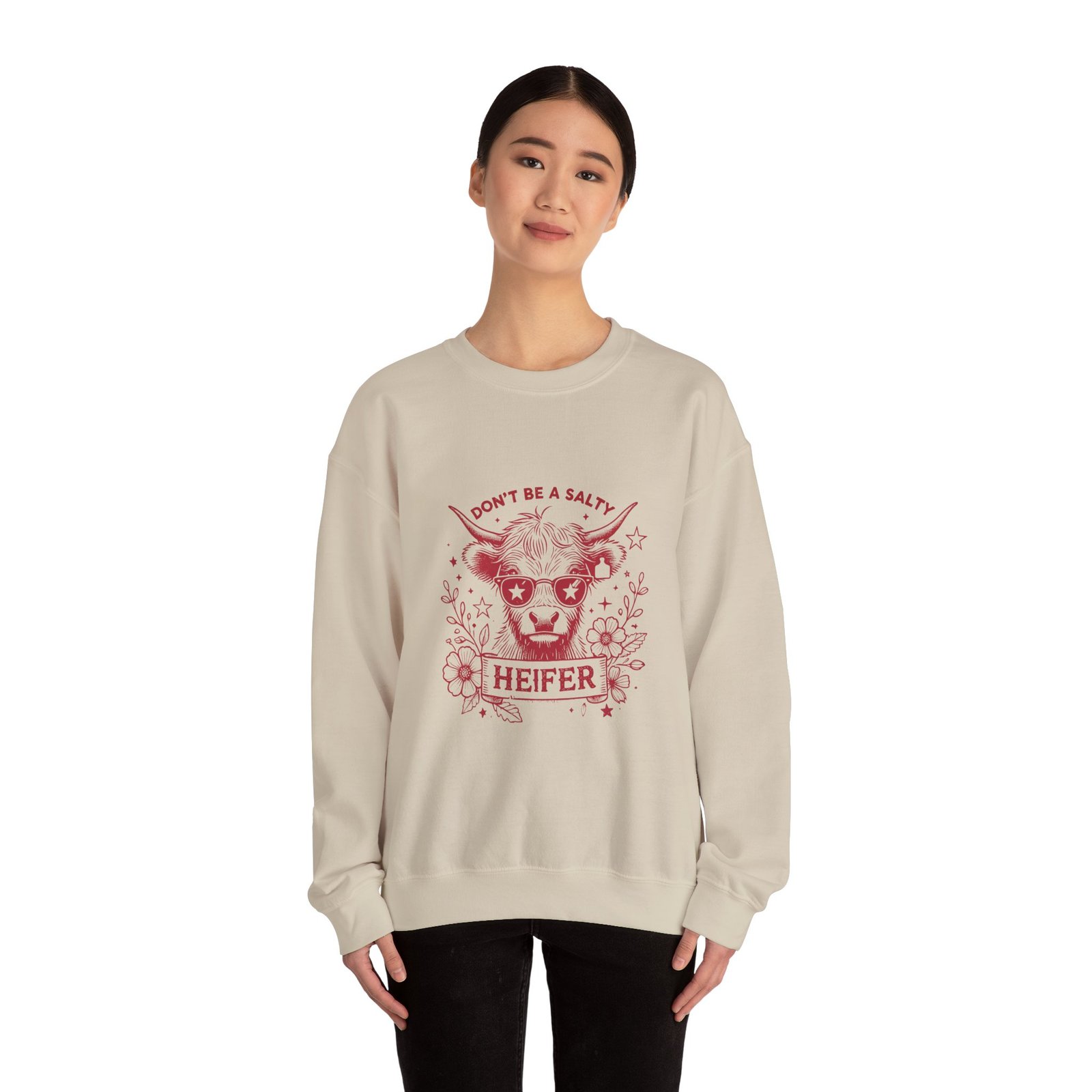 Don’t Be Salty Heifer Red Cow Funny Farm Animal Graphic - Sweatshirt - Image 8