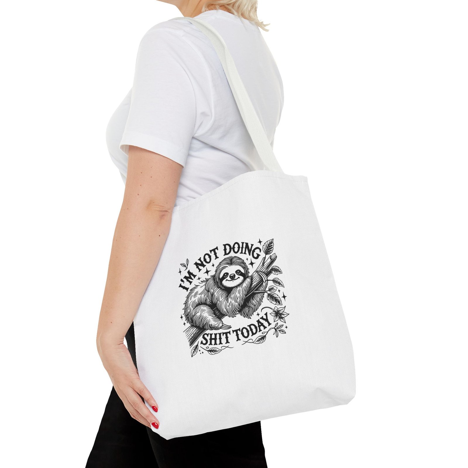 I’m Not Doing Shit Today Black Sloth Lazy Design - Tote Bag - Image 8