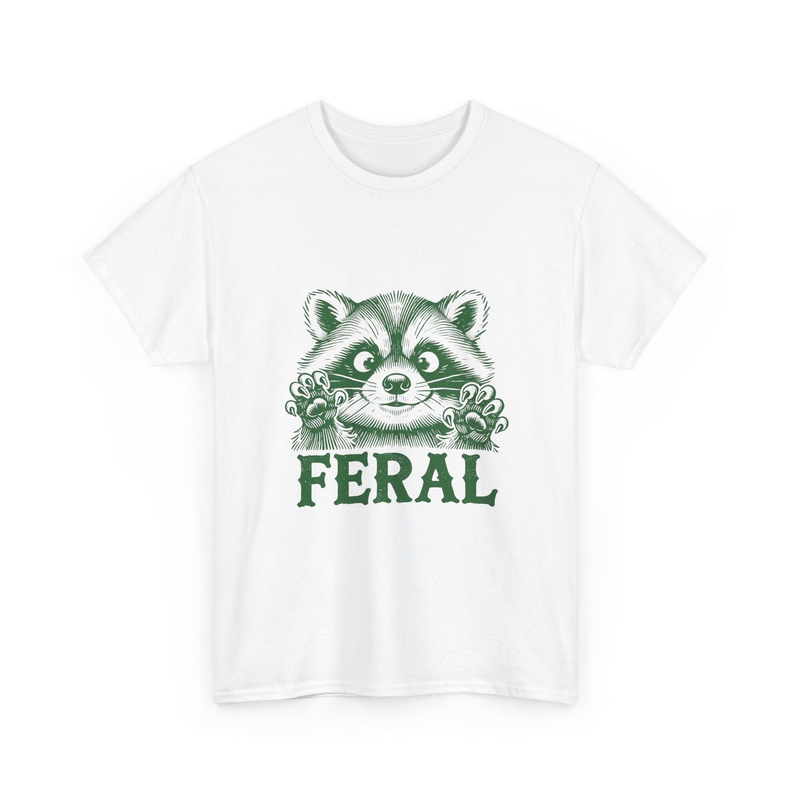 Vibrant Feral Green Raccoon Illustration with Wild Nature Vibes - T-shirt - Image 3