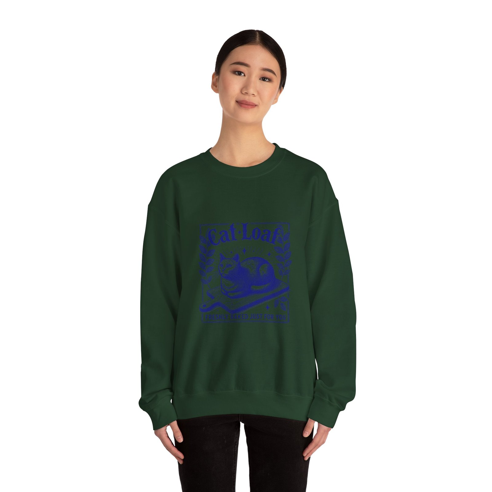 Cute Blue Cat Loaf Illustration with Playful Expression - Sweatshirt - Image 8