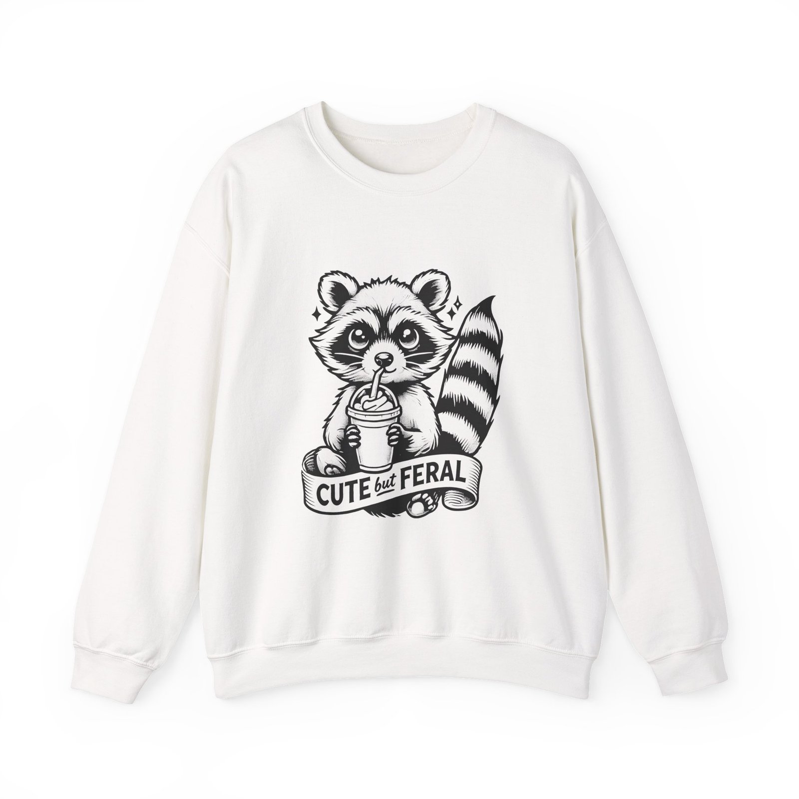 Adorable and Wild Black Raccoon Illustration with Cute Charm - Sweatshirt