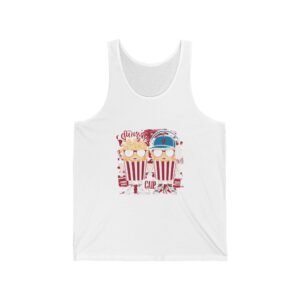 Popcorn Movie Night Cats Cozy Cinema Illustration - Tank Top
