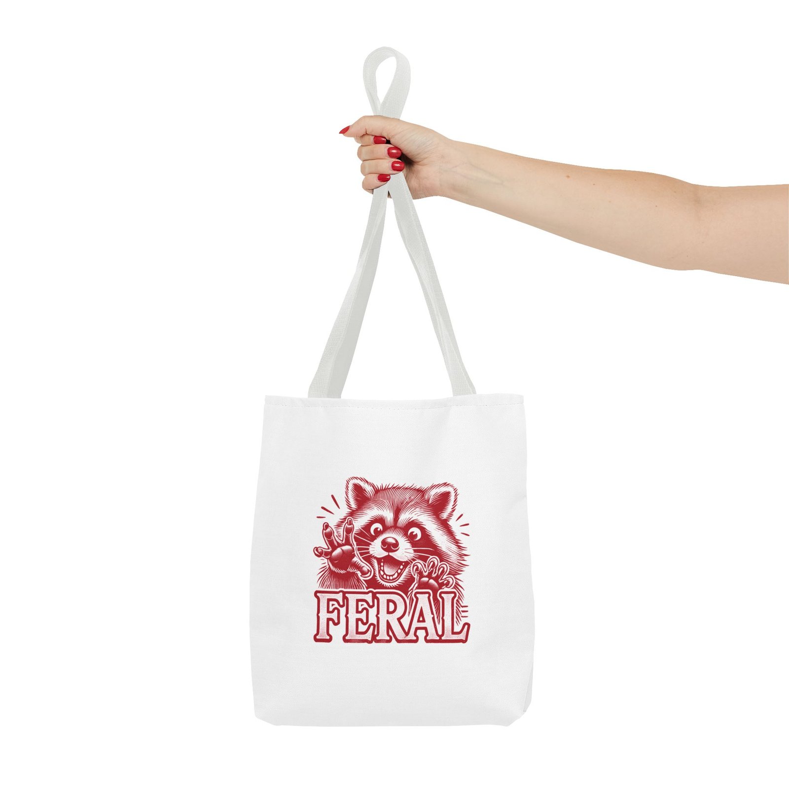 Feral Red Raccoon Illustration with Funny Wild Animal Vibe - Tote Bag - Image 4