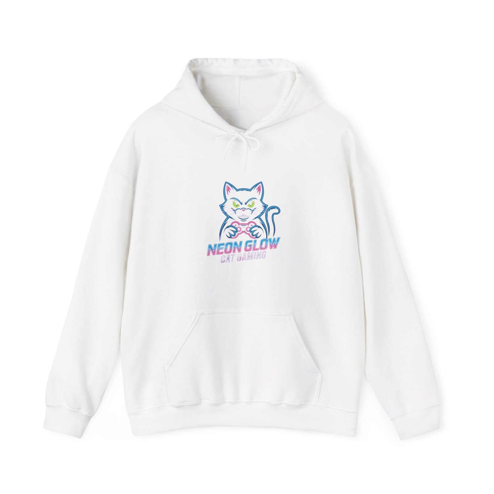 Neon Glow Cat with Gaming Vibes Cyberpunk Style - Hoodie