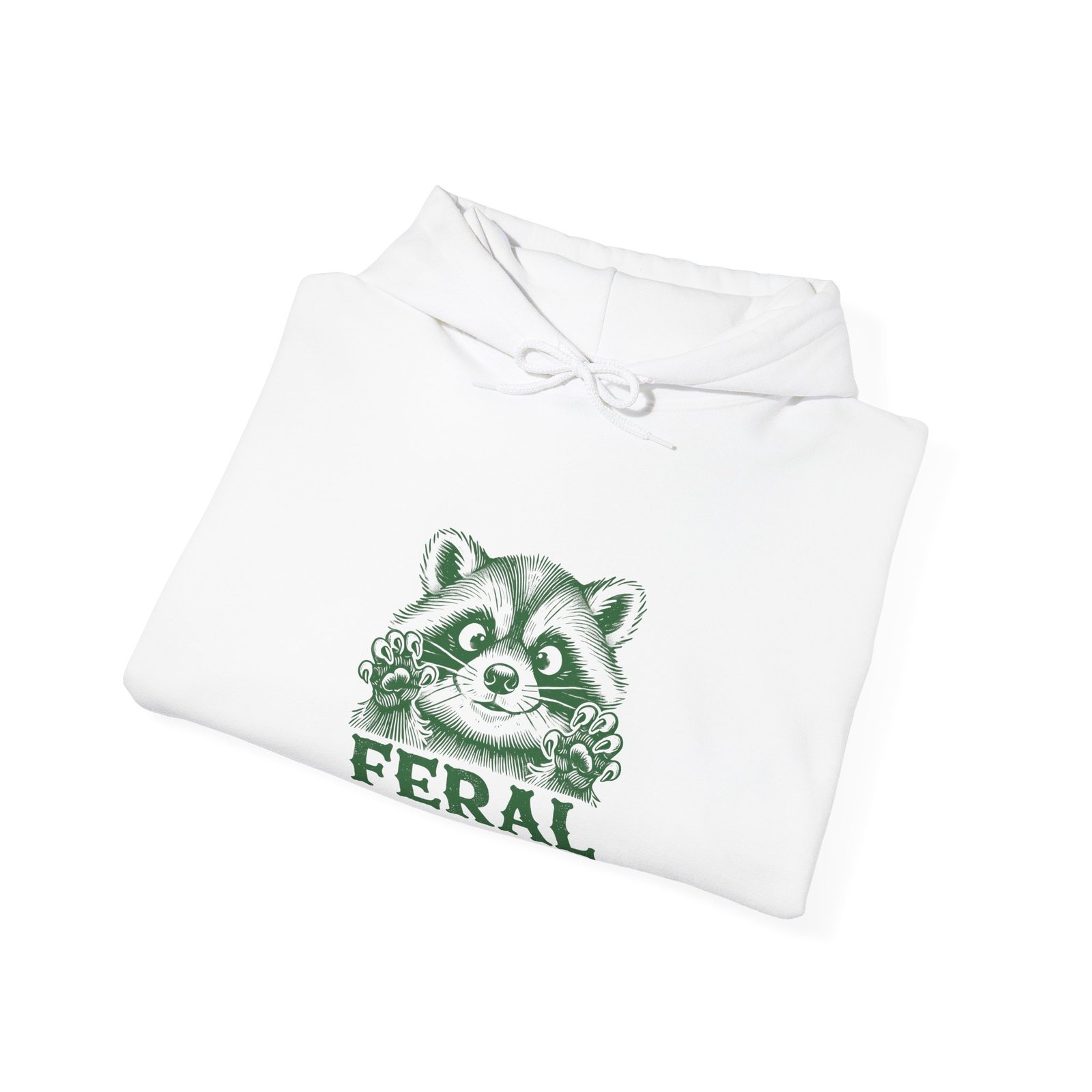 Vibrant Feral Green Raccoon Illustration with Wild Nature Vibes - Hoodie - Image 4