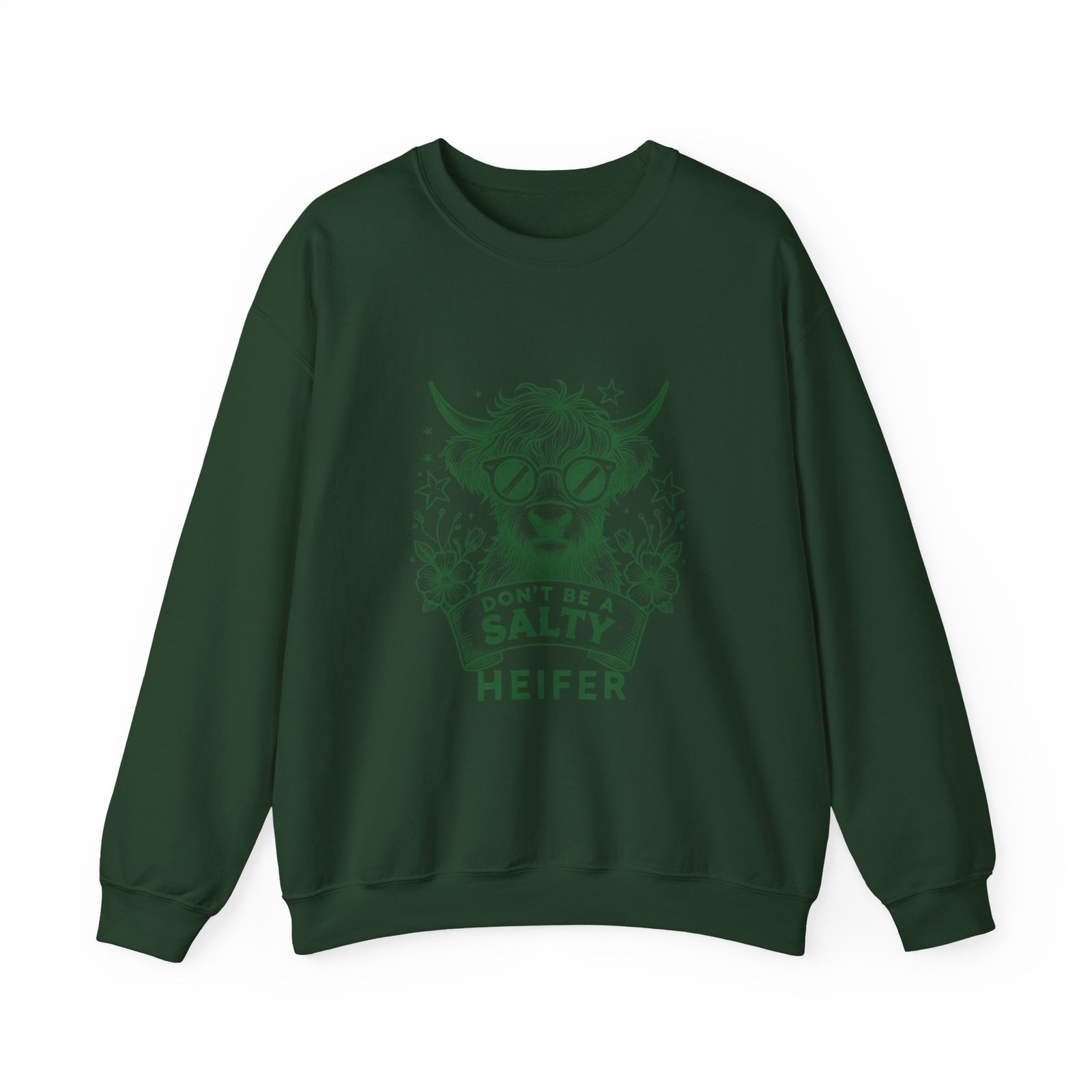 Don’t Be Salty Heifer Green Cow Wearing Cool Sunglasses Design - Sweatshirt - Image 5