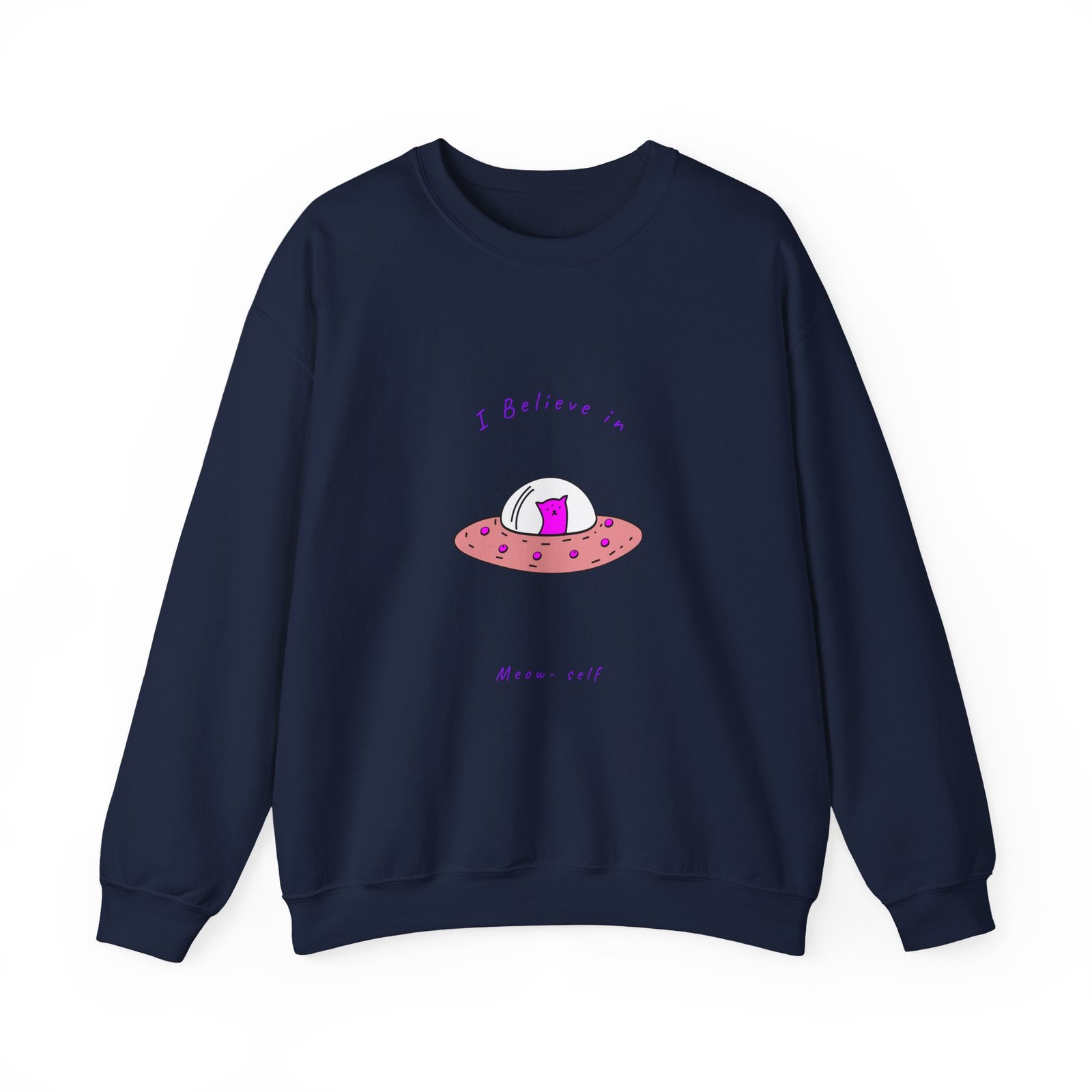 Alien Cat Abduction Cartoon Graphic with UFO Beam - Sweatshirt - Image 9