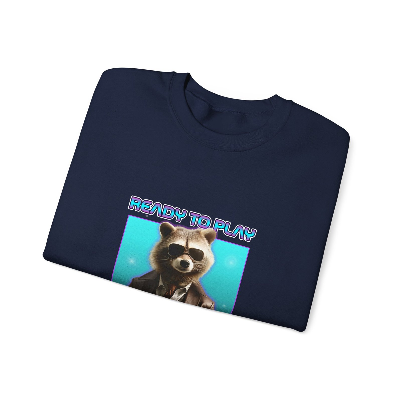 Cute Ready To Play Raccoon Cartoon Character Illustration - Sweatshirt - Image 11