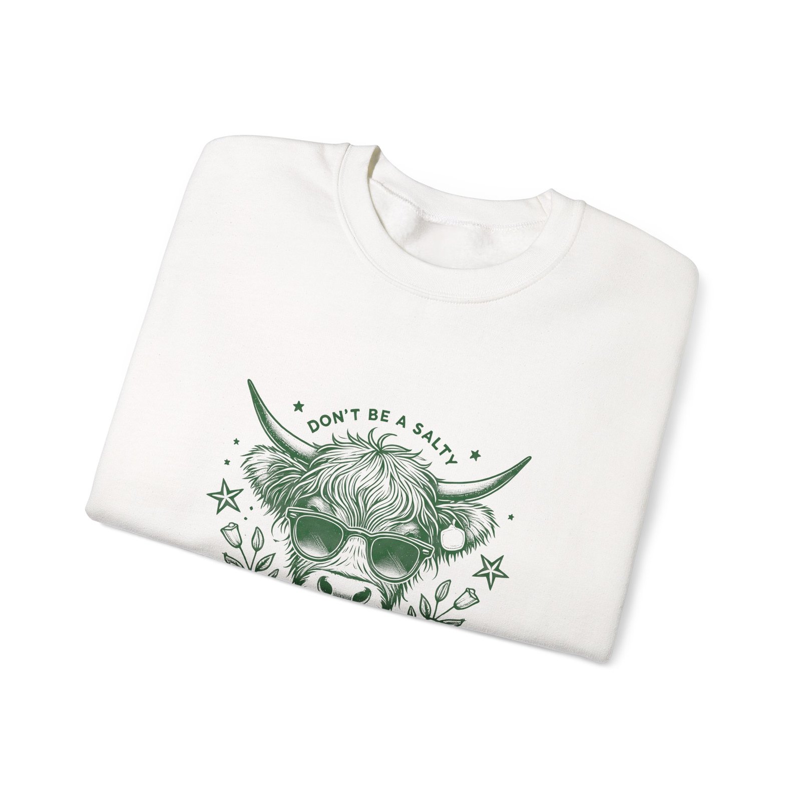 Heifer Green Cow Illustration with Natural and Rustic Charm - Sweatshirt - Image 3