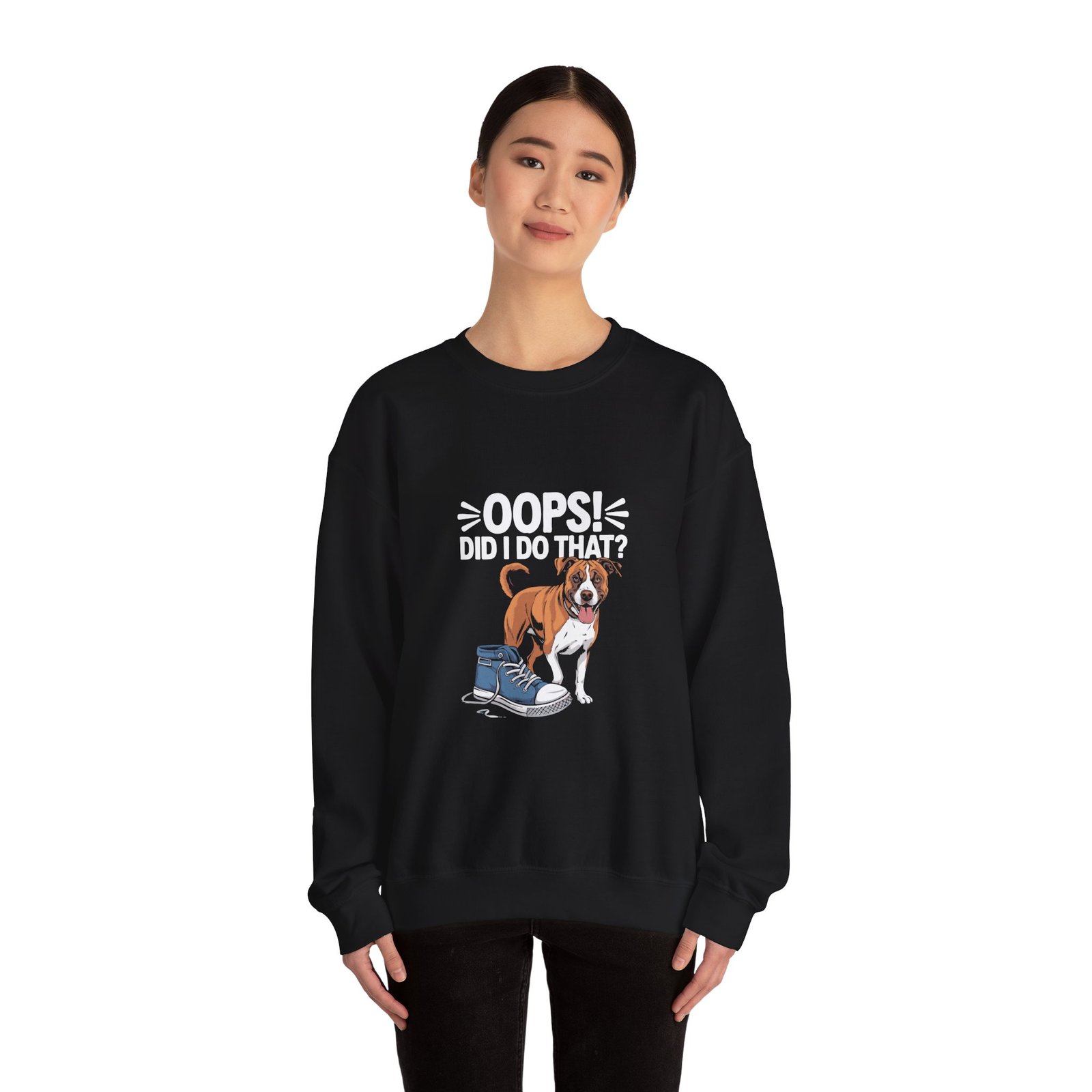 Cute Mischievous Puppy Saying Oops with Playful Expression - Sweatshirt - Image 4
