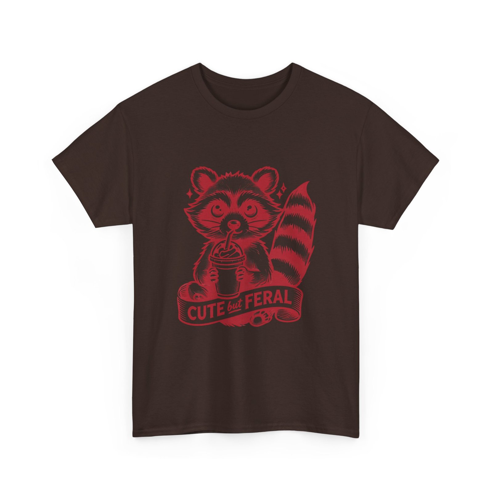 Adorable Red Raccoon Illustration with Cute and Feral Vibes - T-shirt - Image 3
