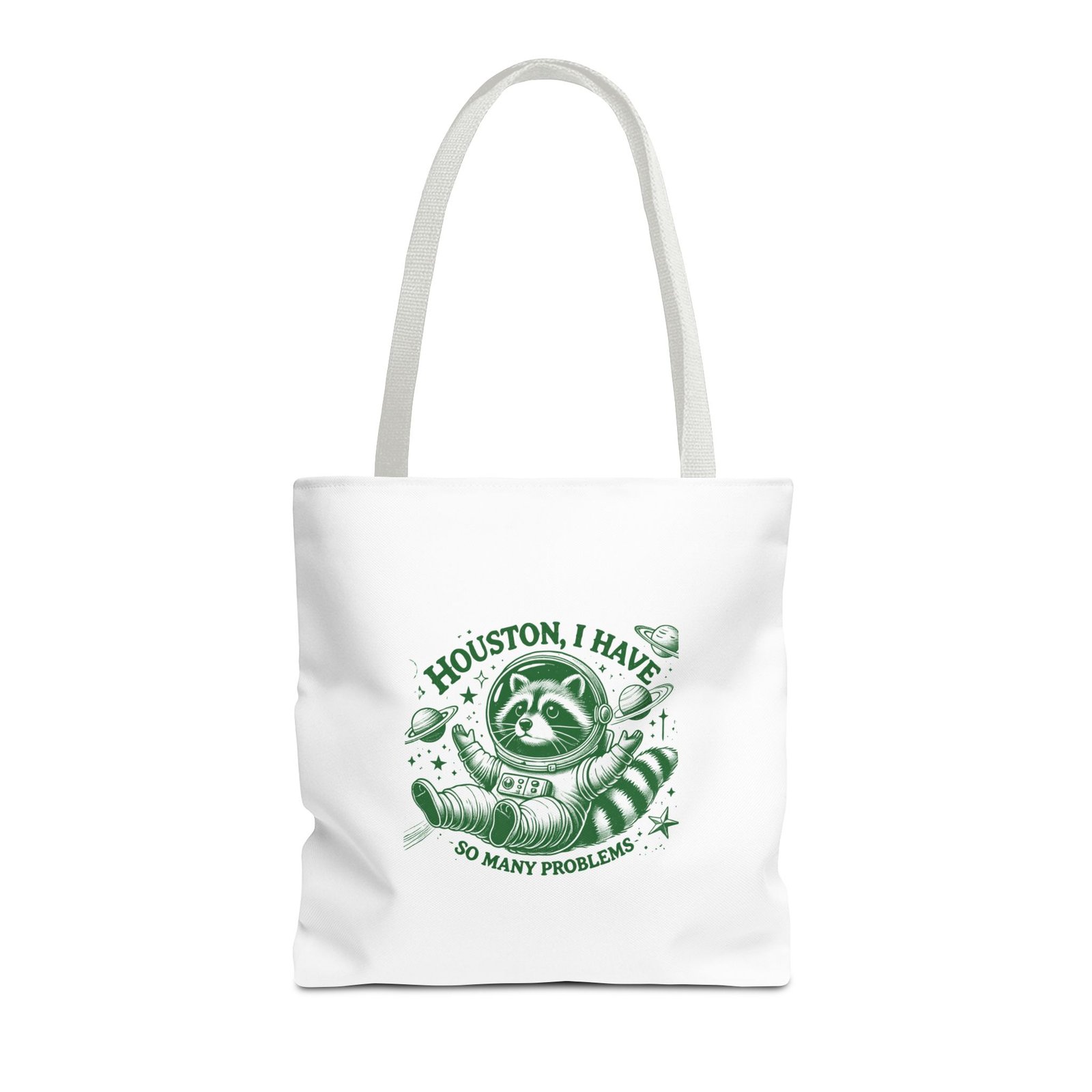 Houston I Have So Many Problems Funny Green Raccoon Graphic - Tote Bag - Image 5