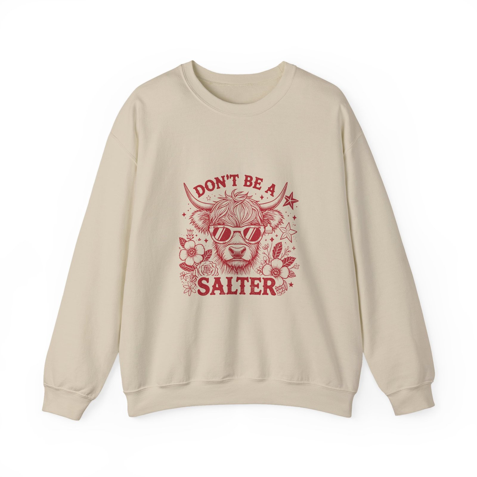 Don’t Be Salty Red Cow Funny Cartoon Design - Sweatshirt - Image 5