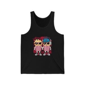 Popcorn Movie Night Cats Cozy Cinema Illustration - Tank Top
