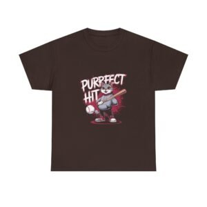 Purrfect Hit Baseball Cat Cute Cartoon Feline Sports Design - T-shirt
