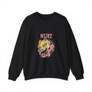 Psycho Kitten Surreal Art with Intense Expression and Vivid Colors - Sweatshirt