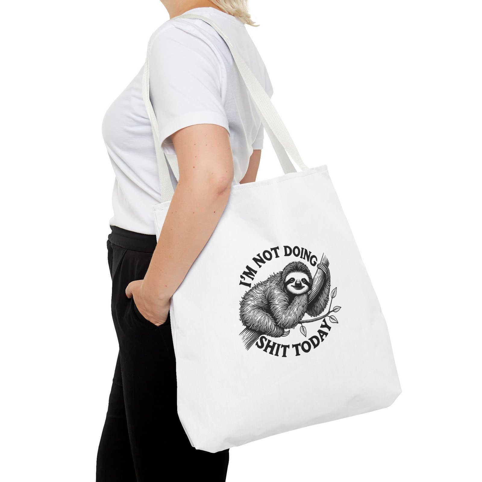 I’m Not Doing Shit Today Black Sloth Lazy Design - Tote Bag - Image 12