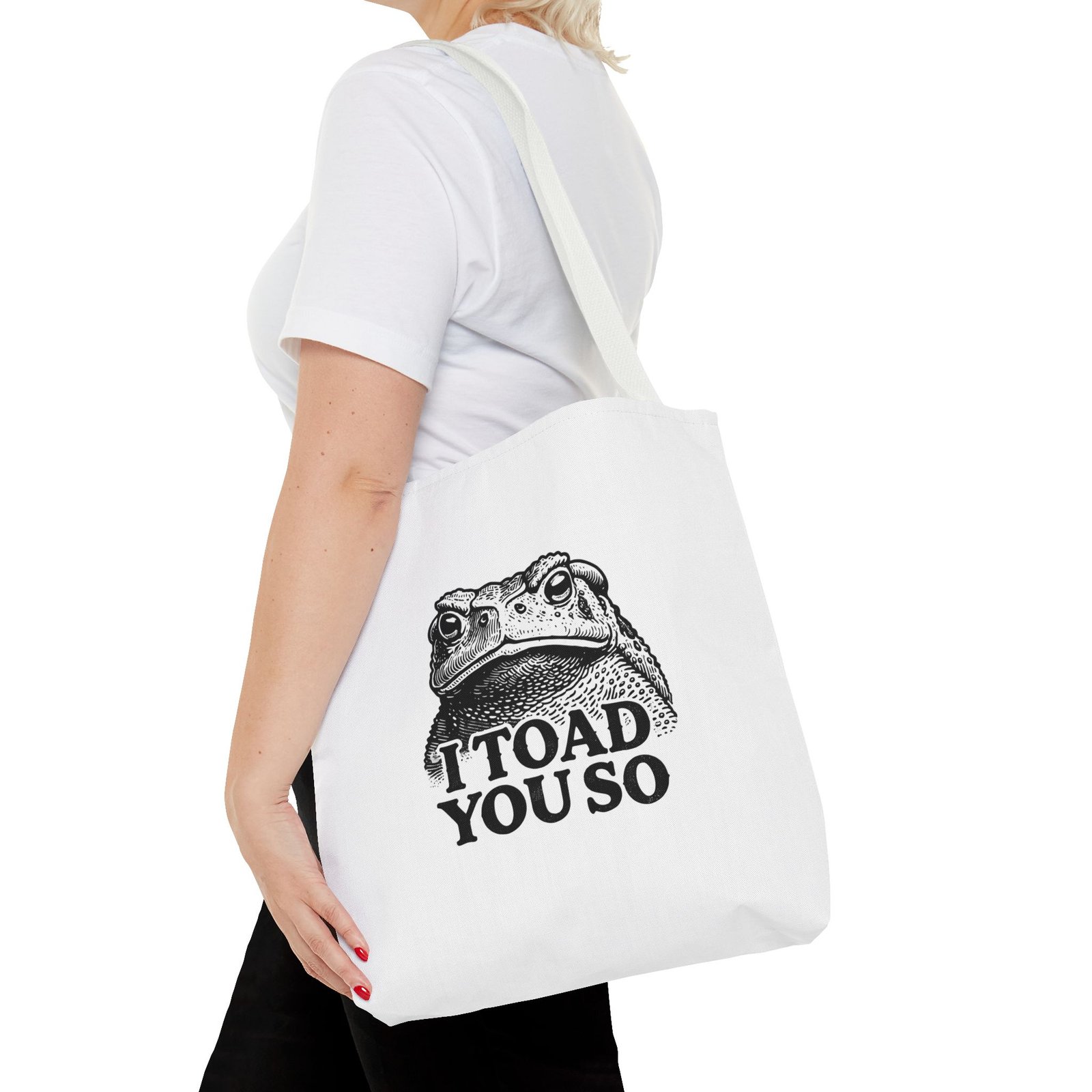 I Toad You So Funny Black Frog Illustration - Tote Bag - Image 8