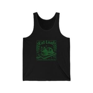 Cute Green Cat Loaf Illustration with Playful Expression - Tank Top