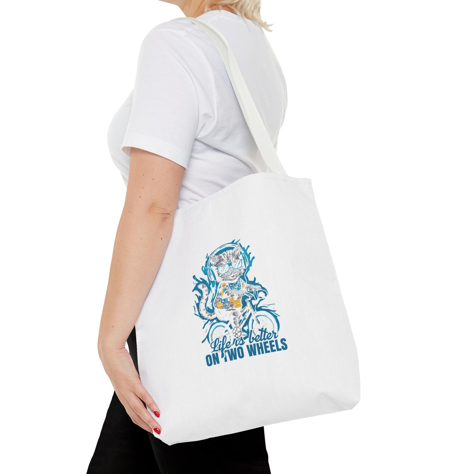 Life Is Better On Two Wheels Cat Cycling Graphic - Tote Bag - Image 8