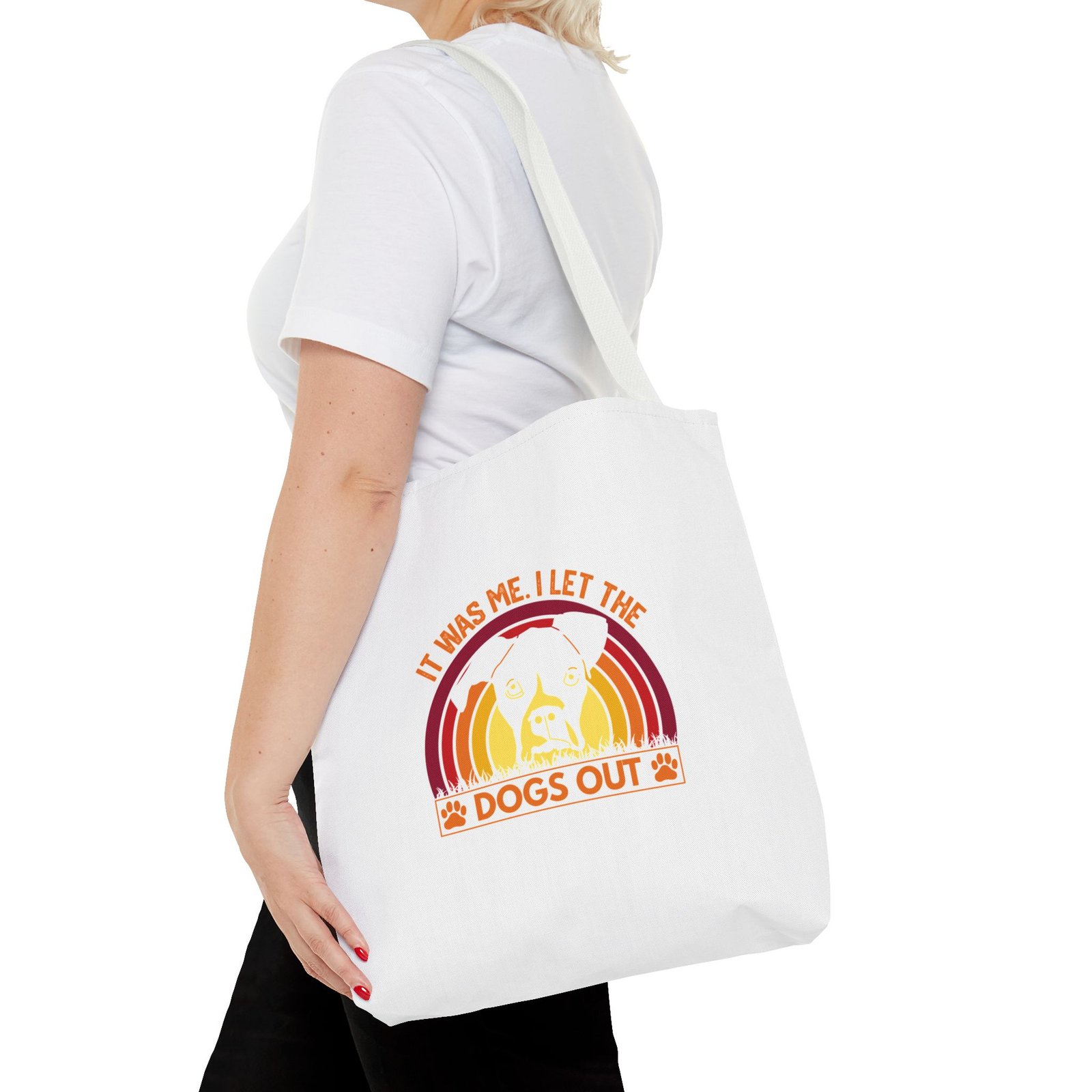 Retro Sunset with Silhouetted Dogs Playing Outdoors - Tote Bag - Image 8