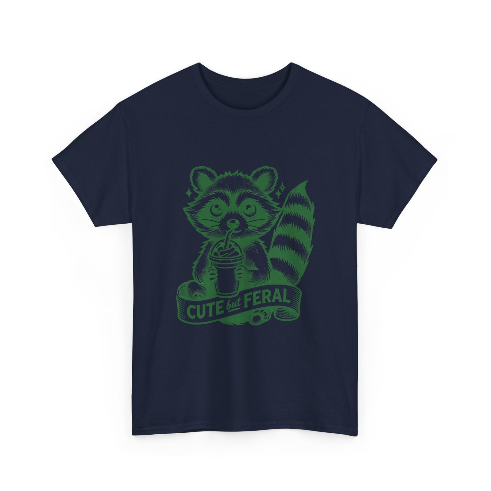 Adorable Green Raccoon Illustration with Cute and Feral Style - T-shirt - Image 11