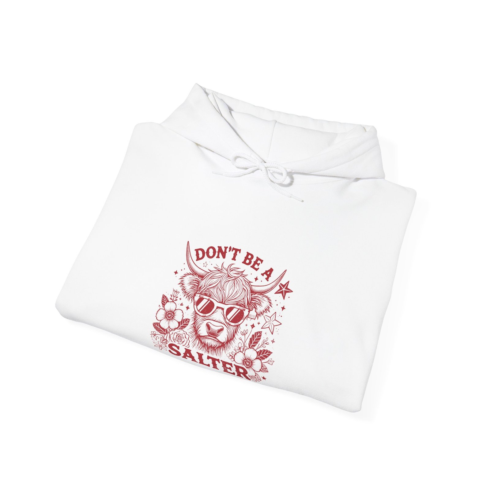 Don’t Be Salty Red Cow Funny Cartoon Design - Hoodie - Image 4