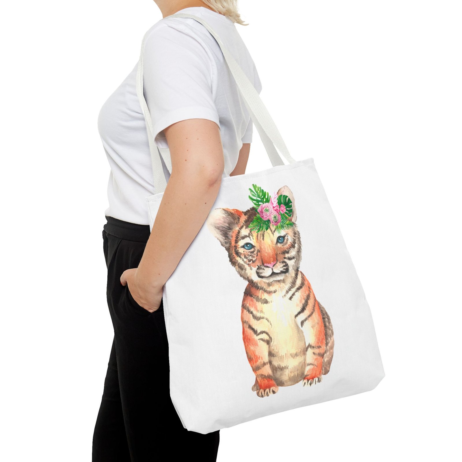 Adorable Baby Tiger Illustration with Playful Expression - Tote Bag - Image 12