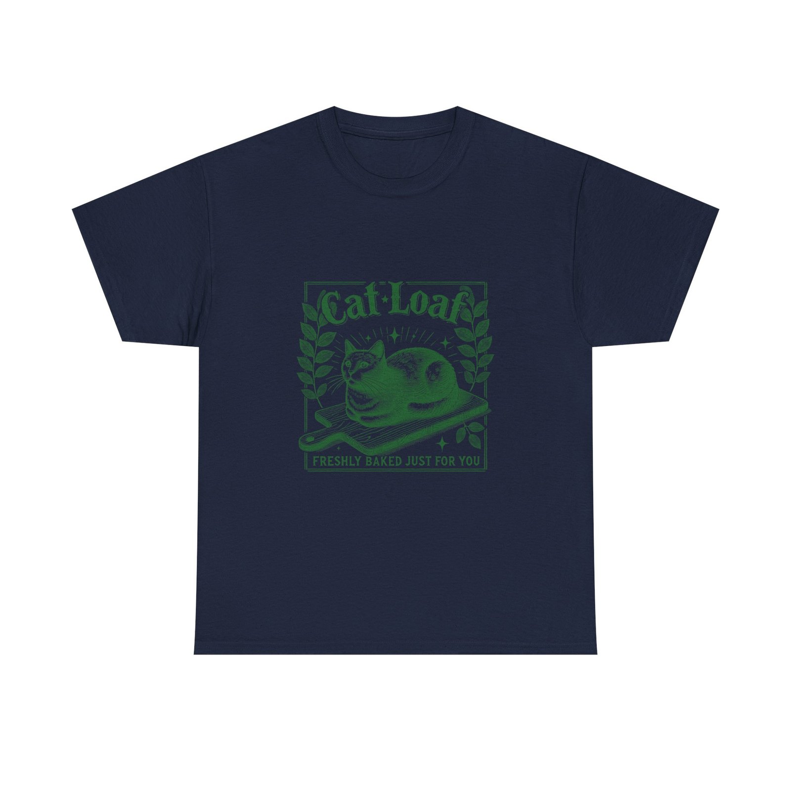 Cute Green Cat Loaf Illustration with Playful Expression - T-shirt - Image 9