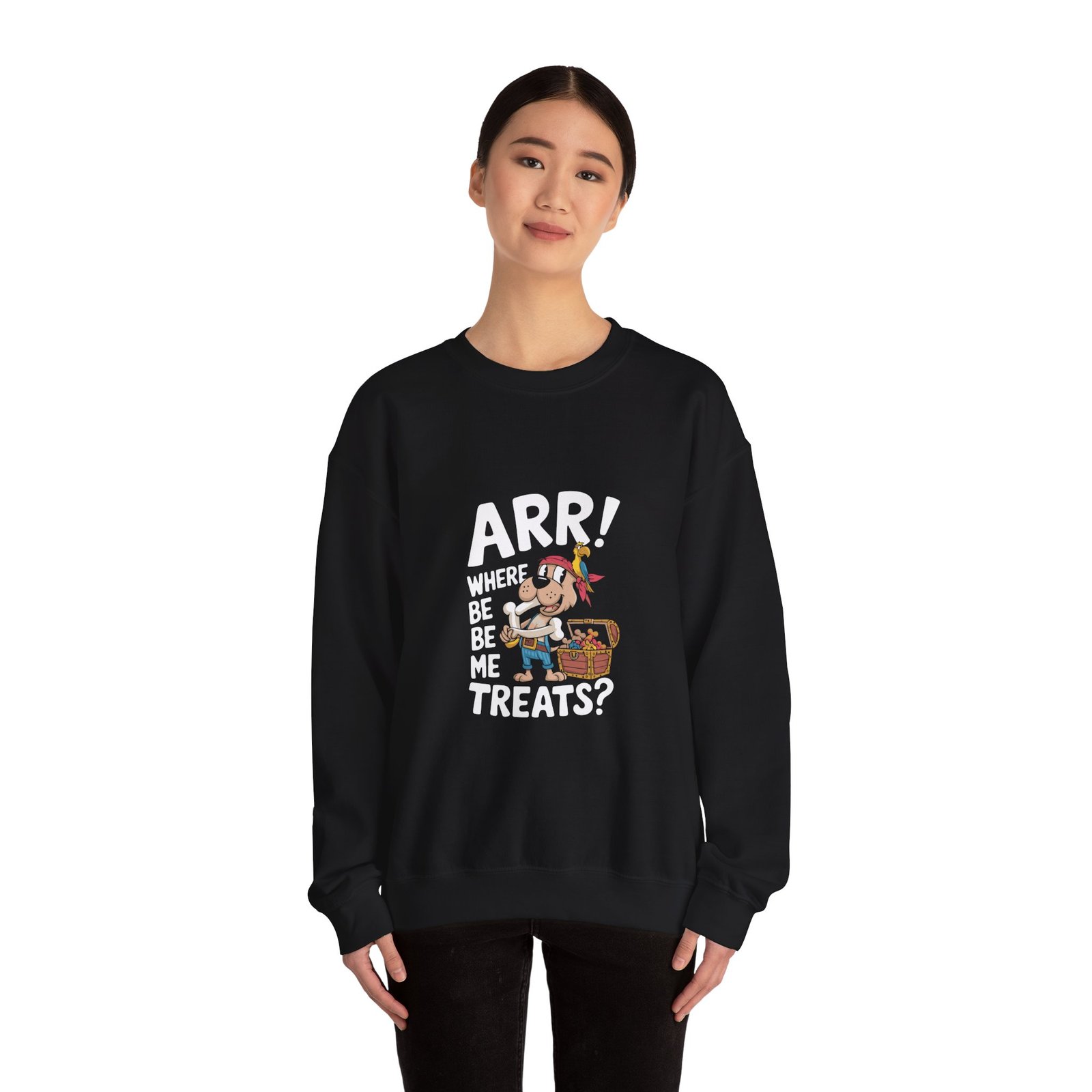 Cute Pirate Dog with Treasure Chest of Treats Illustration - Sweatshirt - Image 4